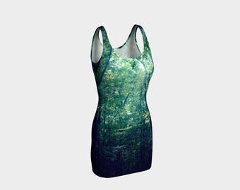 Forest Bodycon Dress, Green Skater Dress, Teen Clothing, Green dress, Reversible dress, Gothic Bodycon, Nature Club Wear, Spandex Mini Dress