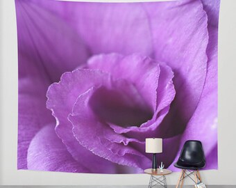 Purple Floral Photo Tapestry, Violet Flower Wall Hanging
