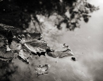 Black & White Nature Photograph, Sky Water Reflection Photo Print, Monochromatic Photography Bedroom Living Room Office Wall Decor