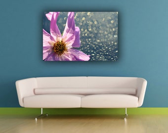 Purple Flower Photograph, Purple Cosmos Flower Photography, Bokeh Dew  Drop Photo Print, Fine Art Botanical Photography
