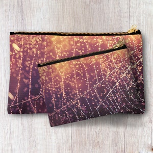 Rain Drops Zipper Pouch, Magenta MakeUp Evening Bag Cosmetic Bag, Accessories Clutch Personalized Bridesmaid Best Friend gift