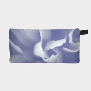 Periwinkle Blue Floral Pencil Case, Flower bridesmaid Best Friend sorority gift, personalized toiletry storage bag, makeup organizer pouch