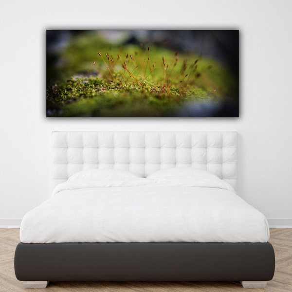 Macro Moss Panorama Photograph, Wide Print Panorama Photo Print, Green Nature Panoramic Print, Macro Photography