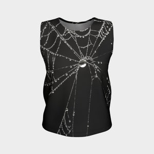 Black Cob Web Loose Fit Tank Top, Women&#39;s Tank top, Gothic Tank Top, Fitted Tank Top, Printed Yoga Top, Relaxed Fit Tank Top, Exercise Top