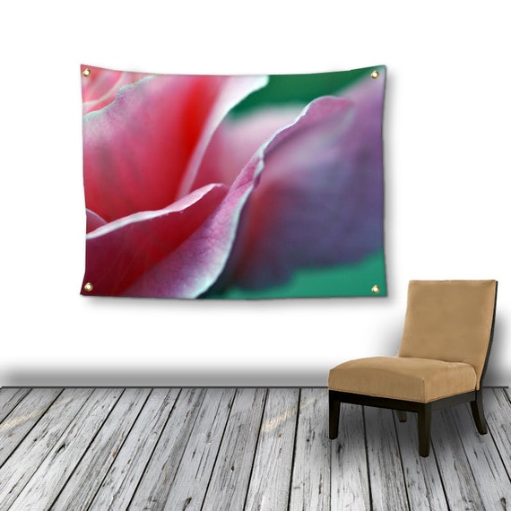 Items similar to Pink Rose Flower Tapestry Wall Hanging, Pink Floral