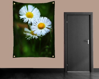 Daisy Flower Wall Tapestry, Bohemian Nature Decor