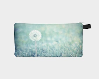 Blue Pencil Case, Dandelion Pouch, Pencil Pouch, Make Up Bag, Blue Pouch, Small Bag, Zipper Pouch, pencil bag, Cosmetic Bag, Small Pouch