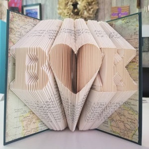 Folded Book Art Personalized Gift Folded Book Art Initials Gift For Her/Him Special Occasions Book Folding Custom Anniversary Gift image 1