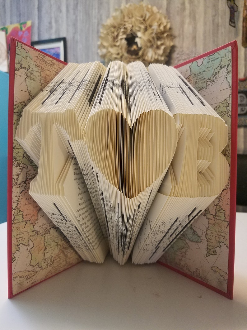 Folded Book Art Personalized Gift Folded Book Art Initials Gift For Her/Him Special Occasions Book Folding Custom Anniversary Gift image 9
