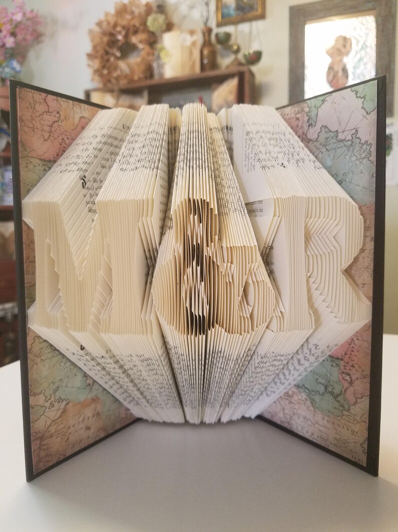 Folded Book Art Personalized Gift Folded Book Art Initials Gift For Her/Him Special Occasions Book Folding Custom Anniversary Gift image 2