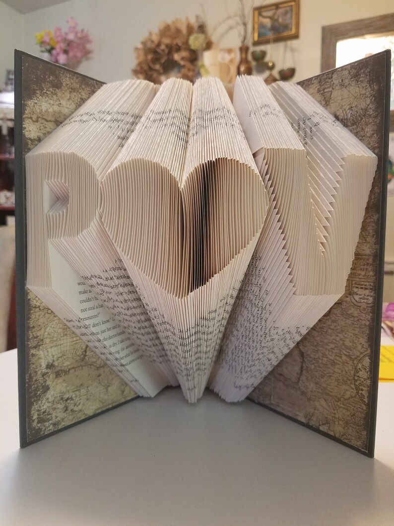 Folded Book Art Personalized Gift Folded Book Art Initials Gift For Her/Him Special Occasions Book Folding Custom Anniversary Gift image 8