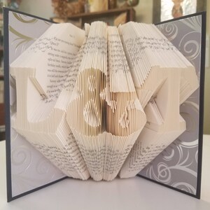 Folded Book Art Personalized Gift Folded Book Art Initials Gift For Her/Him Special Occasions Book Folding Custom Anniversary Gift image 3