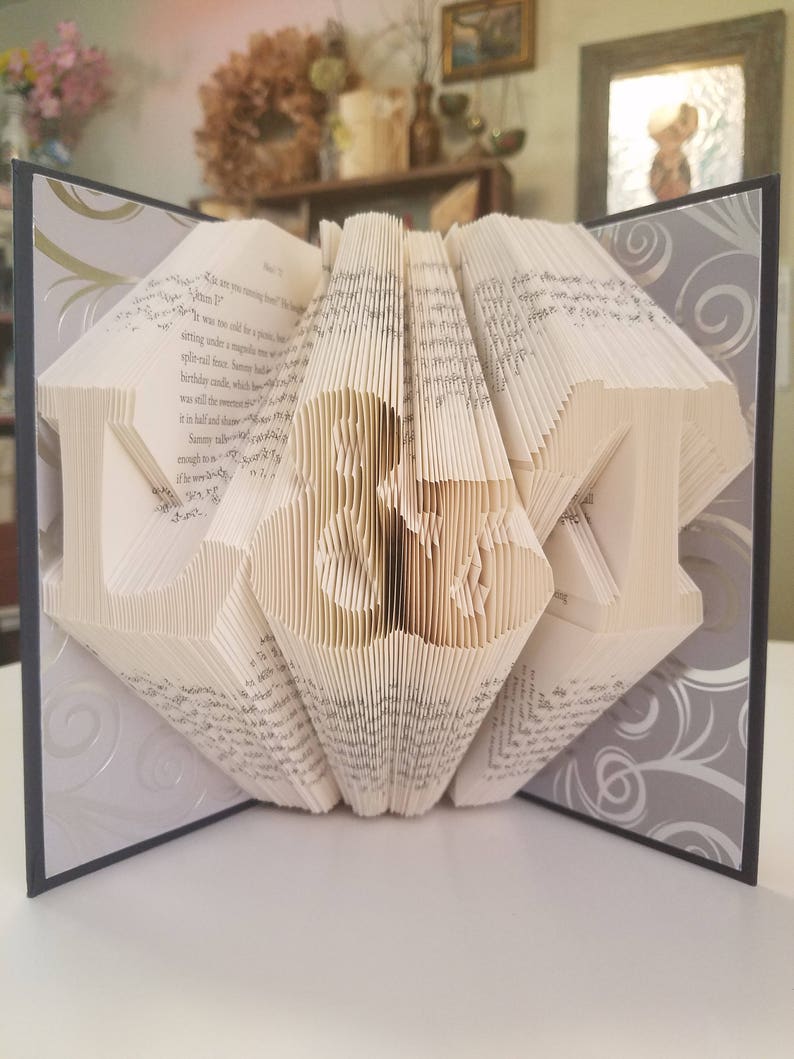 Folded Book Art Personalized Gift Folded Book Art Initials Gift For Her/Him Special Occasions Book Folding Custom Anniversary Gift image 3