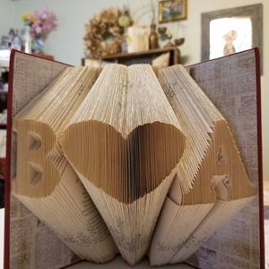 Folded Book Art Personalized Gift Folded Book Art Initials Gift For Her/Him Special Occasions Book Folding Custom Anniversary Gift image 6