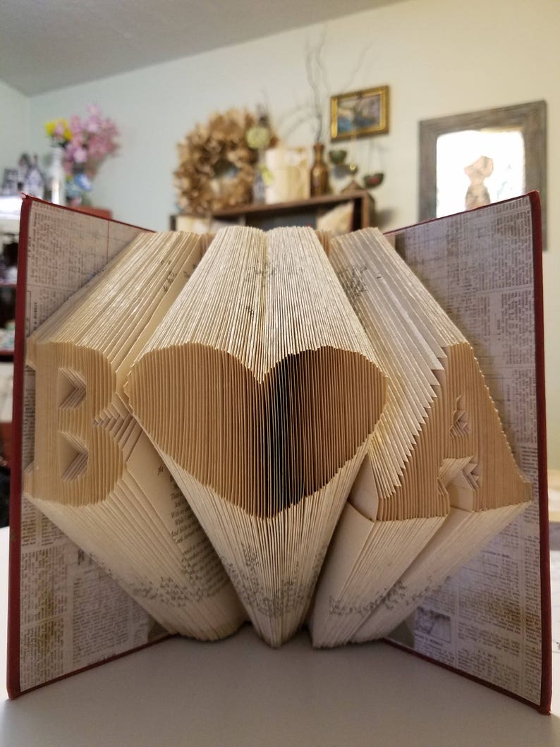 Folded Book Art Personalized Gift Folded Book Art Initials Gift For Her/Him Special Occasions Book Folding Custom Anniversary Gift image 6