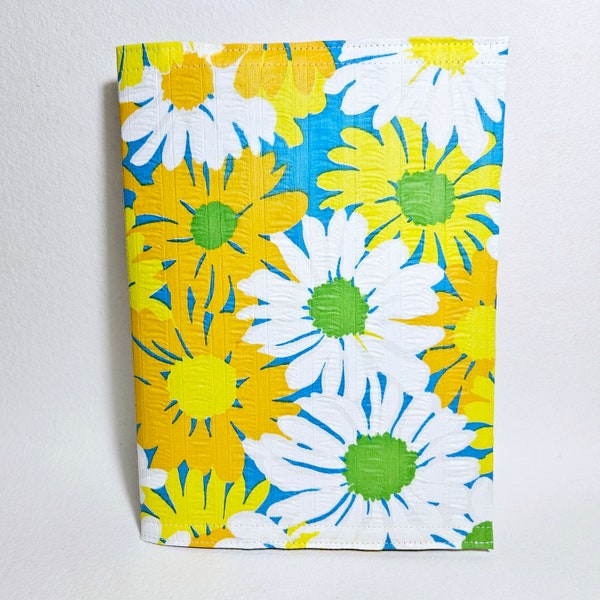 Daisy Print Composition Notebook Cover, 1960s Fabric