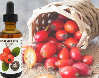 Virgin Organic Unrefined Rosehip Seed Oil -  improve skin texture and tone, reduce fine lines, wrinkles, promote radiant, youthful-looking