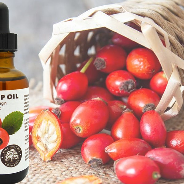 Virgin Organic Unrefined Rosehip Seed Oil -  improve skin texture and tone, reduce fine lines, wrinkles, promote radiant, youthful-looking