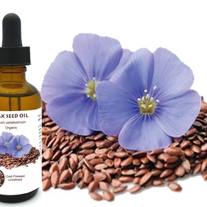 Flax Seed Oil (Linum usitatissimum) 100% Pure, Cold Pressed, Unrefined Organic  powerful skin and hair care ingredient