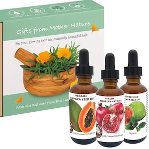 Radiant Skin Oil Gift Set: Guava, Papaya, Pomegranate - Mature Gift Box