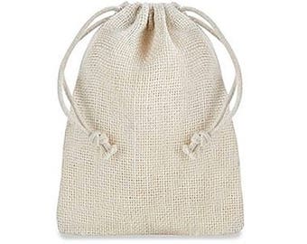 Burlap Bags with Drawstring - 4 x 6", Ivory