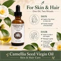 Camellia Seed Oil (Organic, Cold Pressed) for silky, smooth skin and hairs product logo