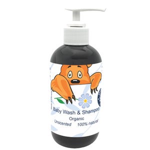 Gel de baño y champú para bebés totalmente naturales: sin SLS, para pieles sensibles (250 ml) imagen 2