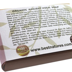 Organic Ancient Neem Soap. All Natural SLS Free 120g