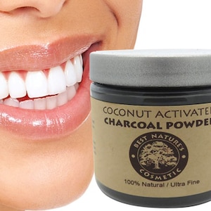 Coconut Activated Charcoal Powder - Natural teeth whitening, detox, or deal with an upset stomach, digestive issue and bloat...