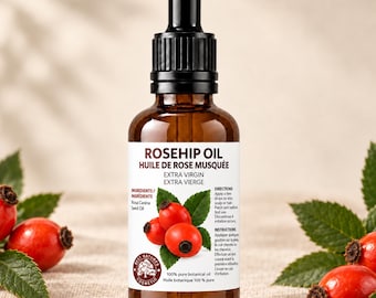 Rosehip Seed Oil, Cold Pressed Care for Face, Hair and Nails, Unrefined Rosa rubiginosa