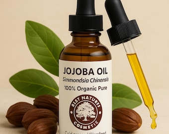 Aceite de jojoba virgen orgánico 100 % puro. Hidratante natural para la piel y el cabello.