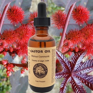 Castor Oil (Organic, Cold Pressed) for dry skin on the soles of your feet or cracked ankles, dry hairs...