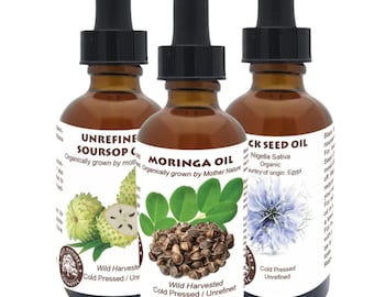 Soursop, Moringa, Schwarzkümmelöl Set: Natürliche Haarpflege