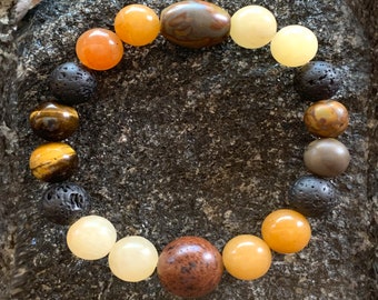 Lava Perlen Armband Aromatherapie: Jade, Tigerauge & Jaspis