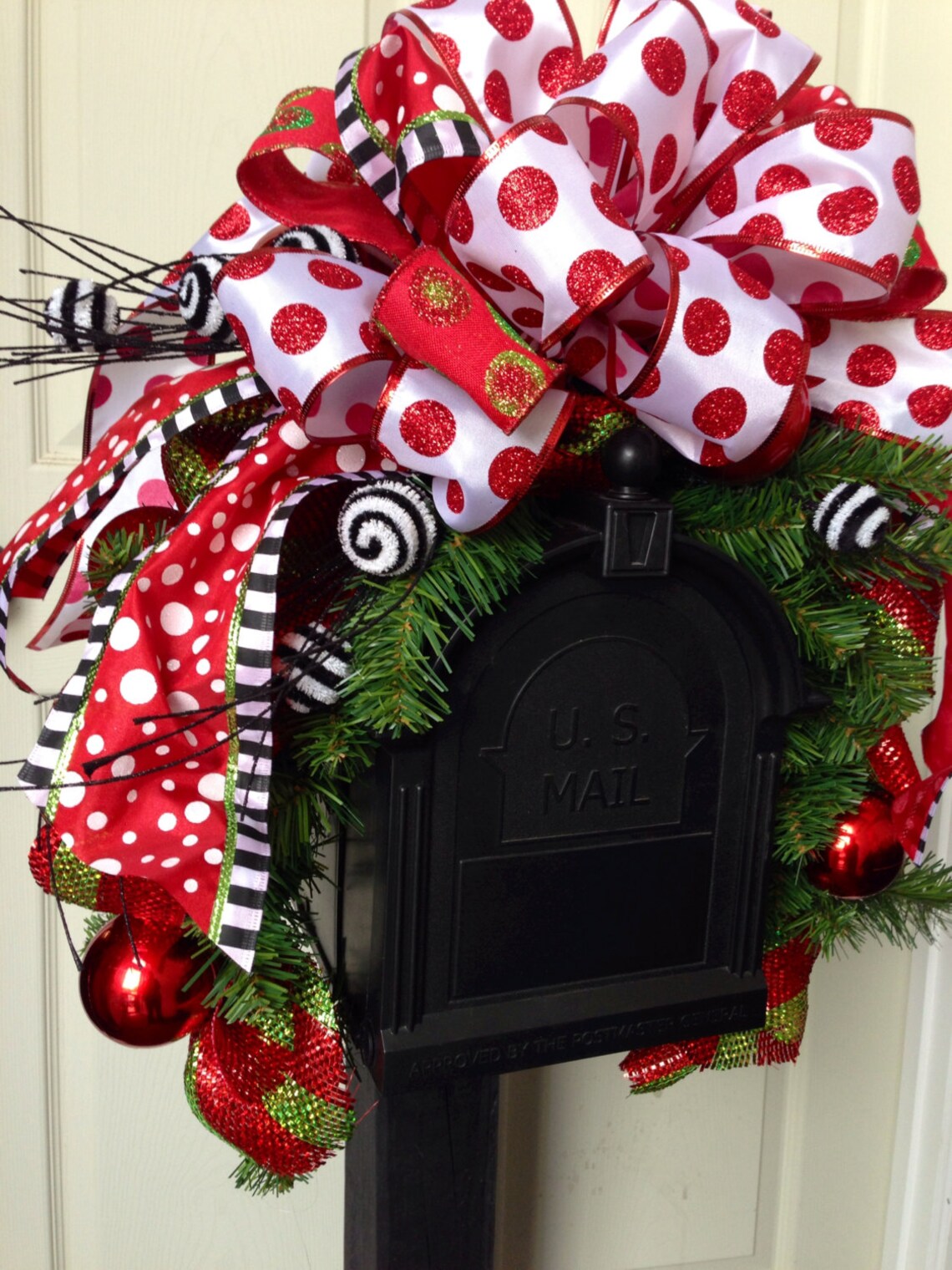 Christmas Mailbox Swag MailBox Decor Red and Green Etsy
