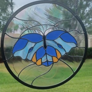 Stained Glass Butterfly Window Hanging: Iridescent Baroque Glass Ornament