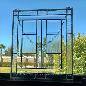Stained Glass Window Panel / Clear Textured Glass Panel / Clear Bevels Panel / Window Hangings / Mother&#39;s Day Gift / Housewarming Gift