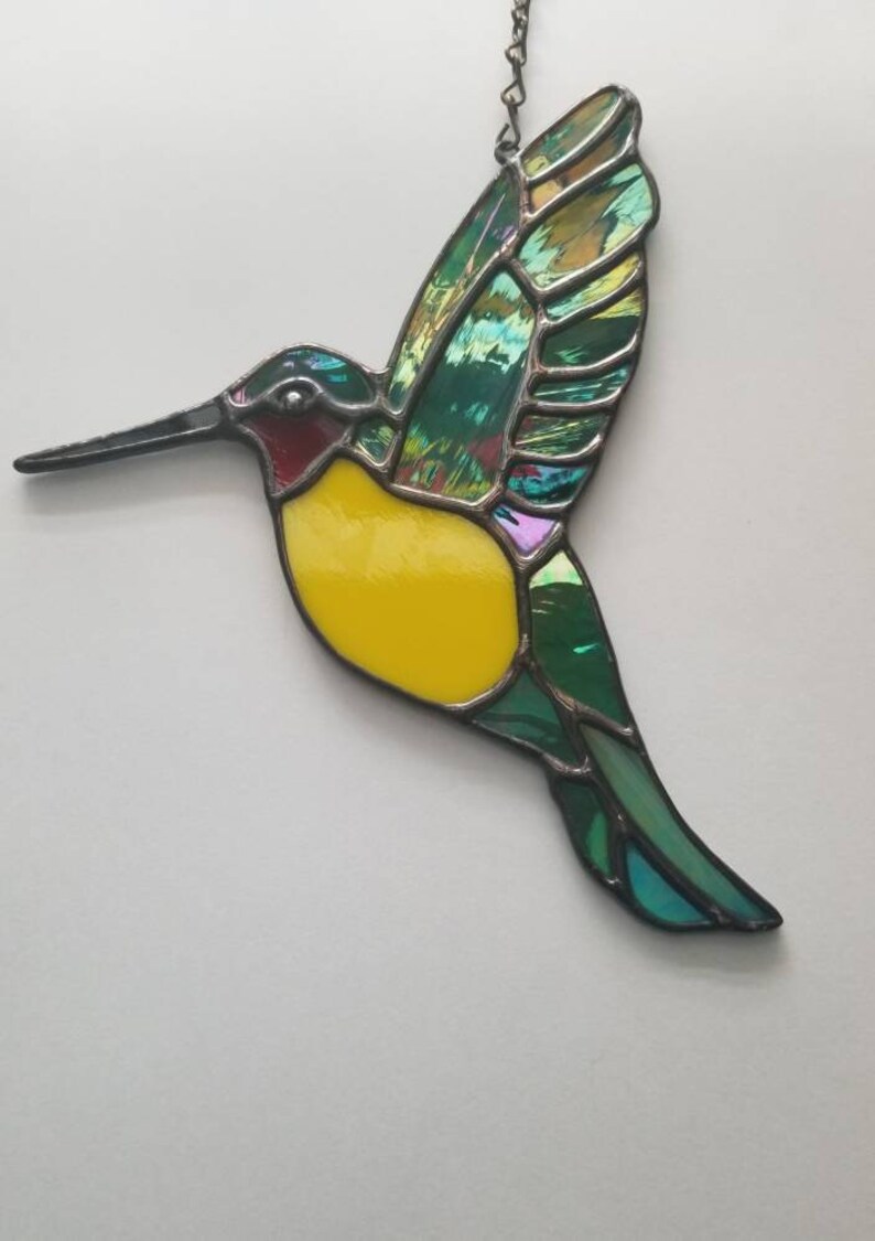 Hummingbird /stained Glass /bird Garden Stake / Bird Etsy