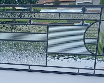 Textured Clear Stained Glass Window Panel: Contemporary Abstract Art / Handcrafted Christmas Birthday Home Decor