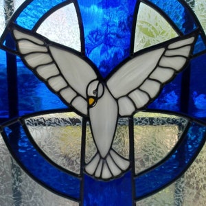 Large Stained Glass Cross / Dove and Cross /religious Glass Art / Cross ...