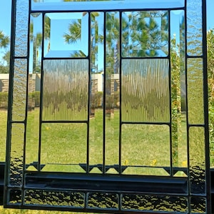 Stained Glass Window Panel / Clear Textured Glass Panel / Clear Bevels Panel / Window Hangings / Mother&#39;s Day Gift / Housewarming Gift