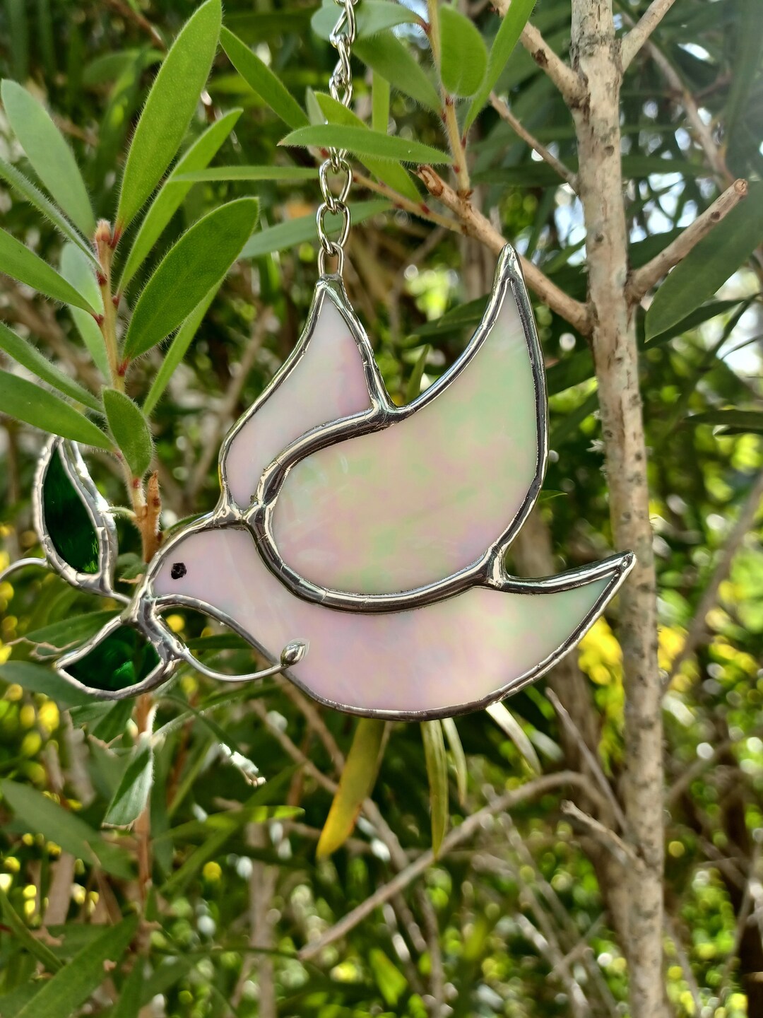 Stained Glass Dove Ornament - Peace Dove With Olive Branch / Nature ...