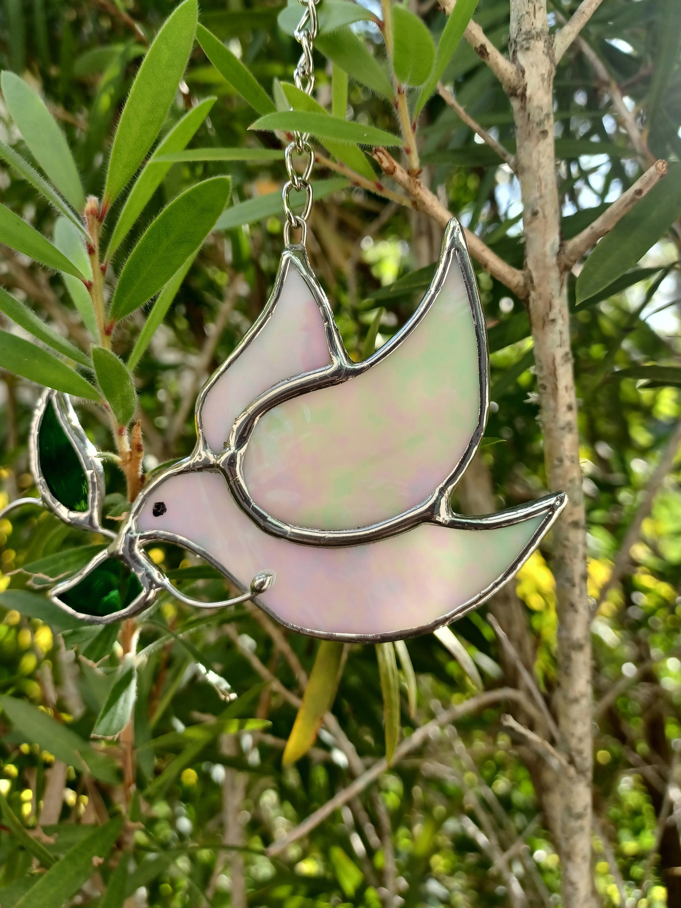 Stained Glass Dove Ornament - Peace Dove With Olive Branch / Nature ...