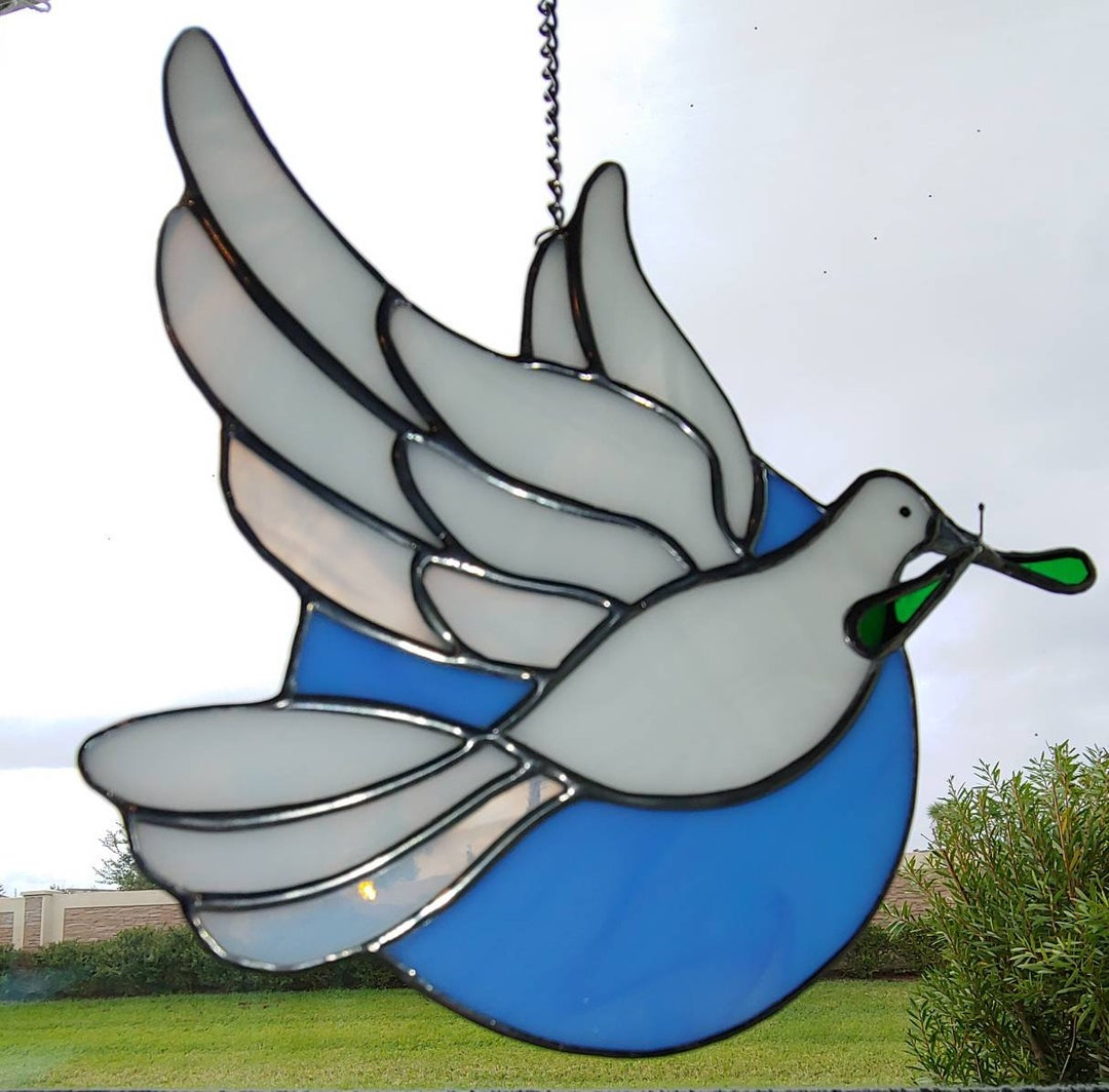 Stained Glass Peace Dove / Bird Suncatcher / Christmas Gift / Window ...