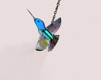 Hummingbird Stained Glass Suncatcher: Bird Window Ornament