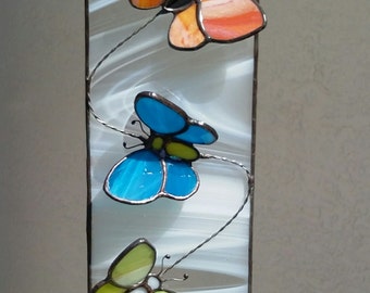 Handcrafted Stained Glass Butterfly Suncatcher: Colorful Nature Window Panel Art