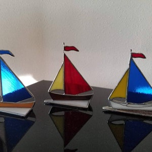 Stained Glass Sailboat Ornament, Nautical Decor