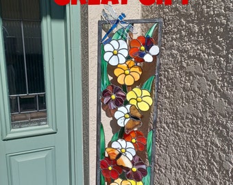 Stained Glass Flower Garden Art/Mother's Day Gift/Garden Decor/Colorful Glass Outdoor Art/Stained Glass Butterflies/Stained Glass Dragonfly