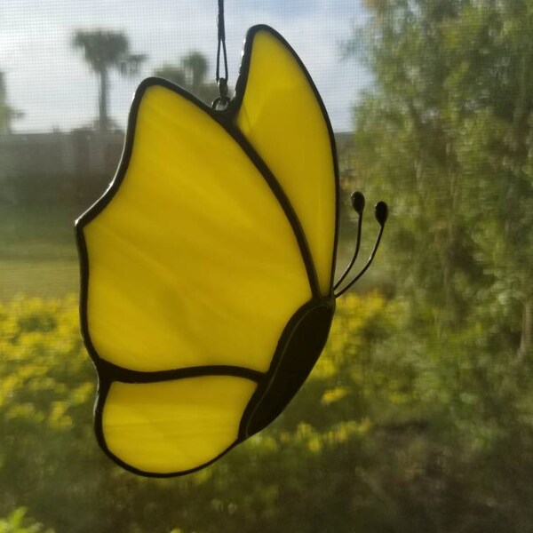 Stained Glass Butterfly Suncatcher / Insect Garden Decor / Inspirational Gift / Nature in Glass