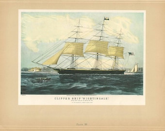 1952 Vintage Currier /& Ives /"CLIPPER SHIP DREADNOUGHT/" TUSKAR COLOR Lithograph
